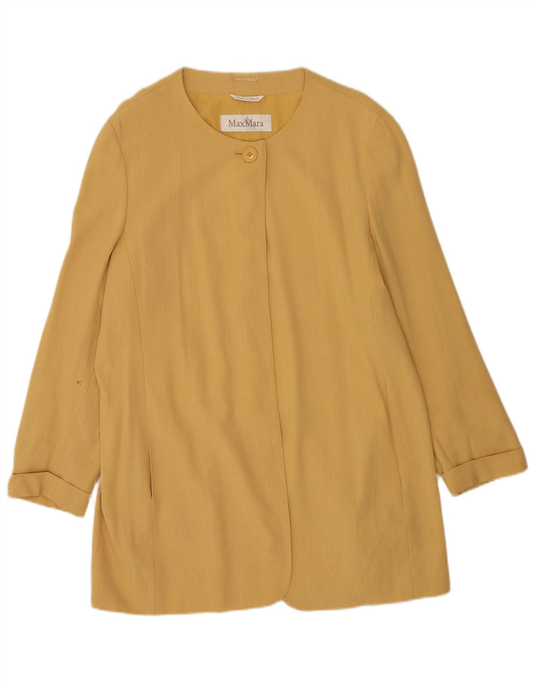 Max Mara Womens Longline 1 Button Blazer Jacket UK 16 Large Yellow