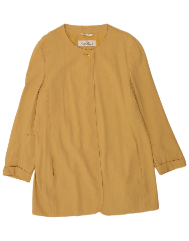 Max Mara Womens Longline 1 Button Blazer Jacket UK 16 Large Yellow