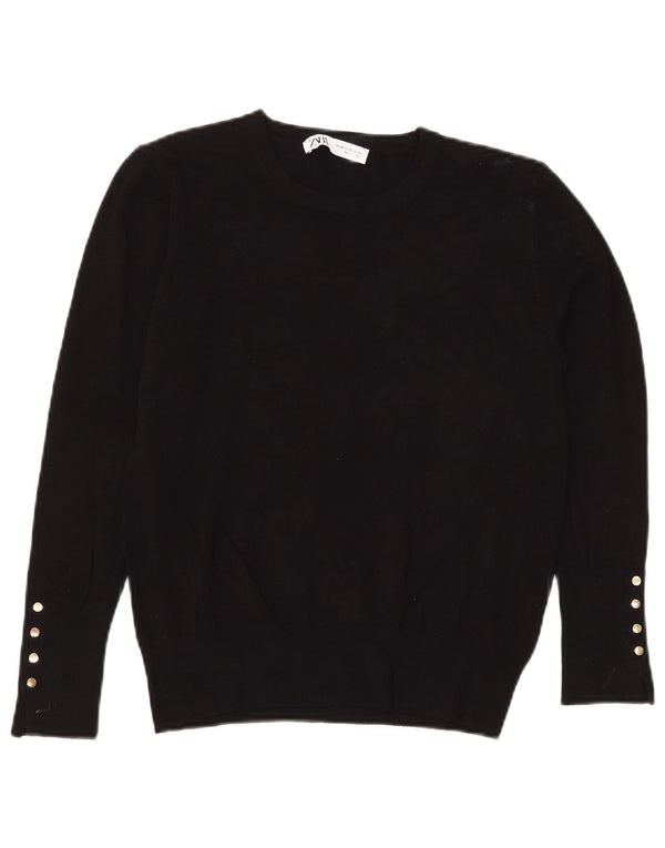 Zara Womens Boat Neck Jumper Sweater UK 18 XL Black