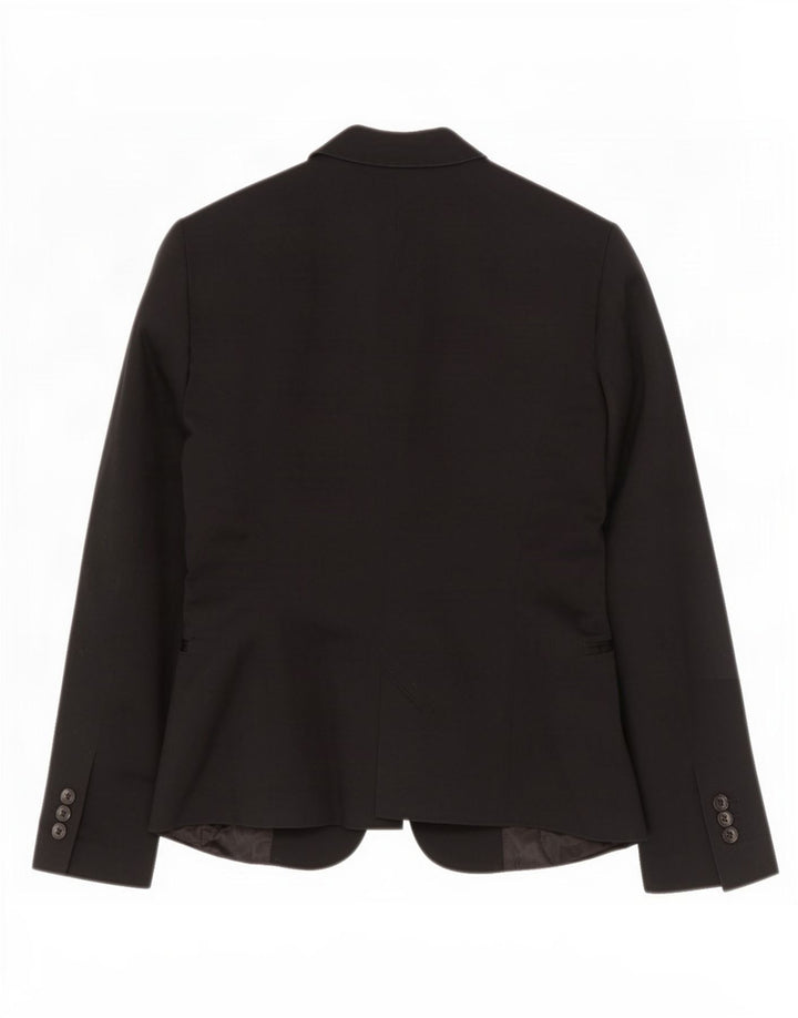 Zara Womens 1 Button Blazer Jacket UK 12 Medium Black Cotton
