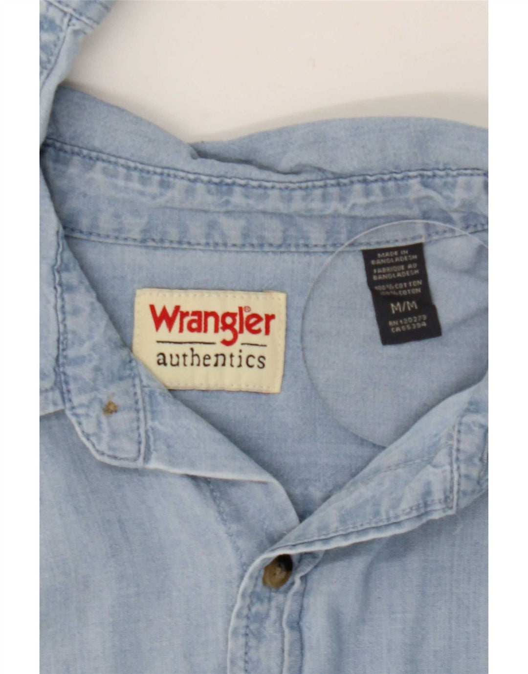 Wrangler Mens Denim Shirt Medium Blue Cotton