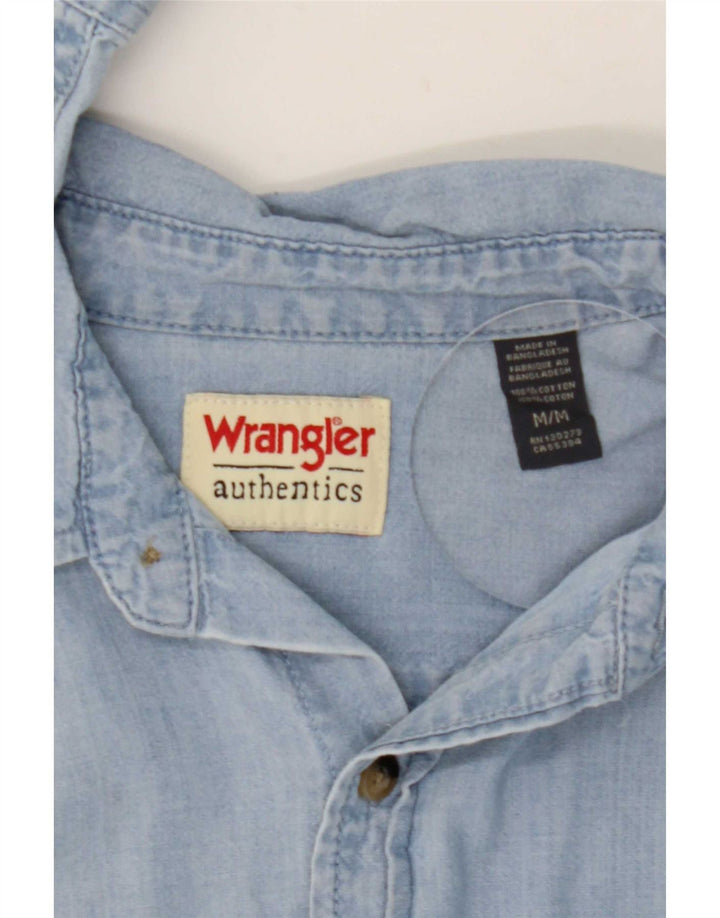Wrangler Mens Denim Shirt Medium Blue Cotton