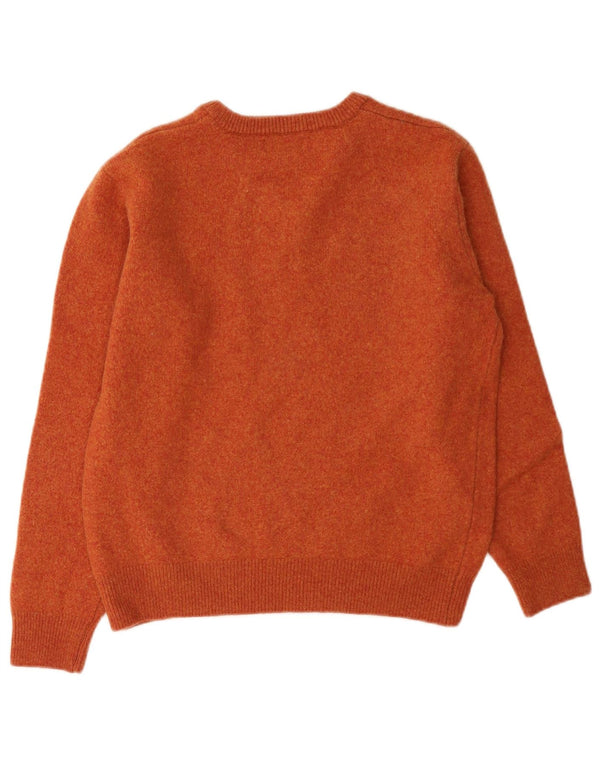 Lincoln Womens V-Neck Jumper Sweater UK 14 Medium Orange Wool
