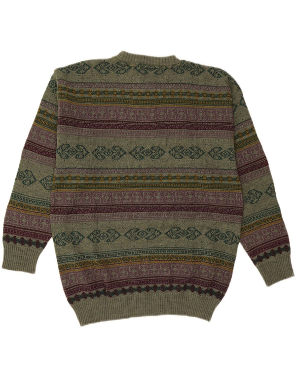 Starter Mens Crew Neck Jumper Sweater XL Green Geometric Wool