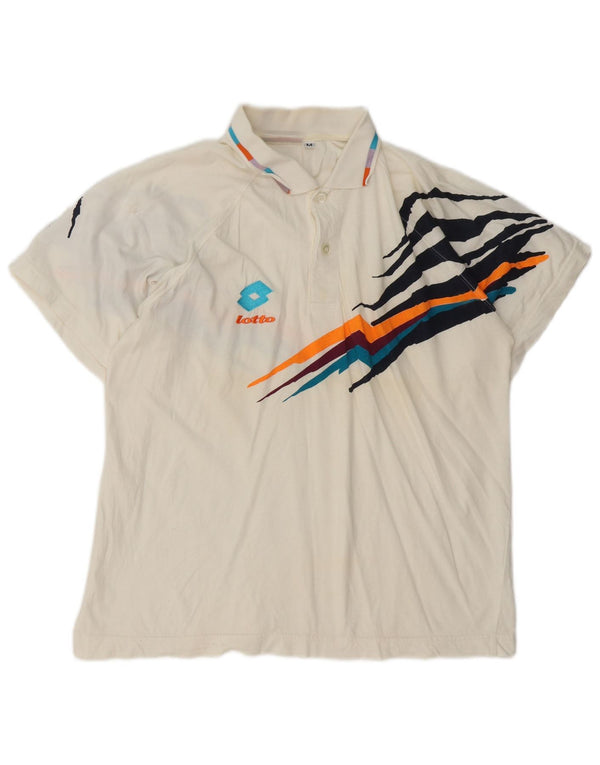 Lotto Mens Graphic Polo Shirt Medium White Cotton