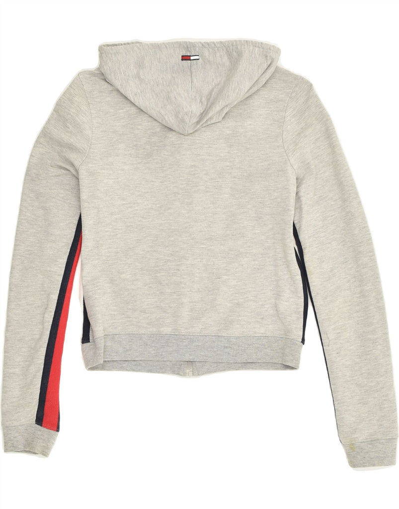 TOMMY HILFIGER Girls Zip Hoodie Sweater 7-8 Years Small Grey Colourblock | Vintage Tommy Hilfiger | Thrift | Second-Hand Tommy Hilfiger | Used Clothing | Messina Hembry 