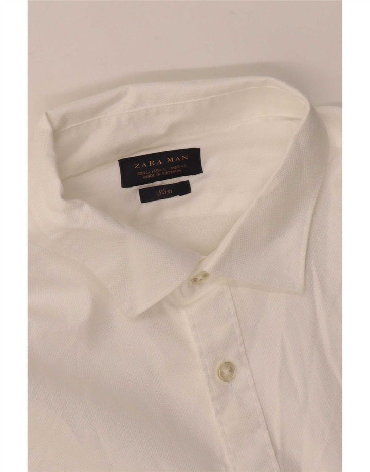Zara Mens Slim Fit Shirt Large White