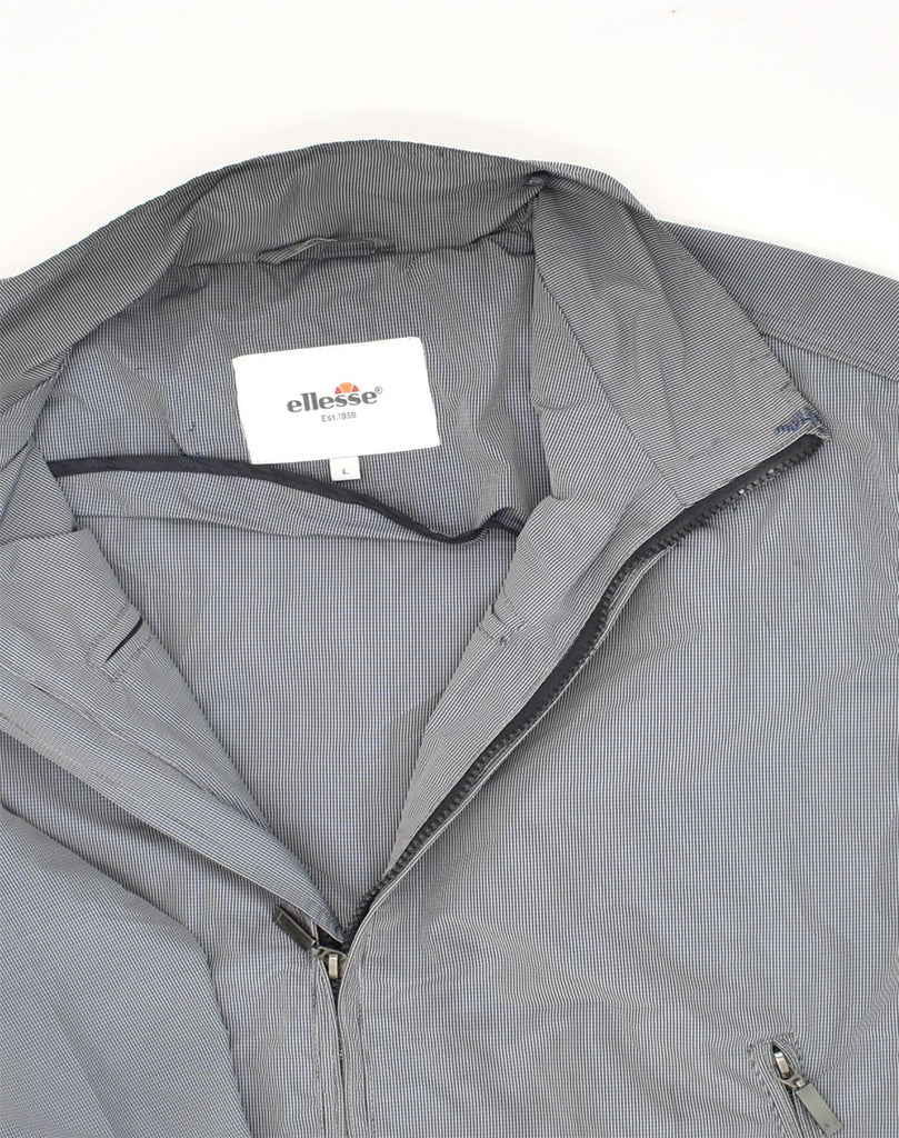 ELLESSE Mens Bomber Jacket UK 40 Large Blue Check Polyester | Vintage Ellesse | Thrift | Second-Hand Ellesse | Used Clothing | Messina Hembry 