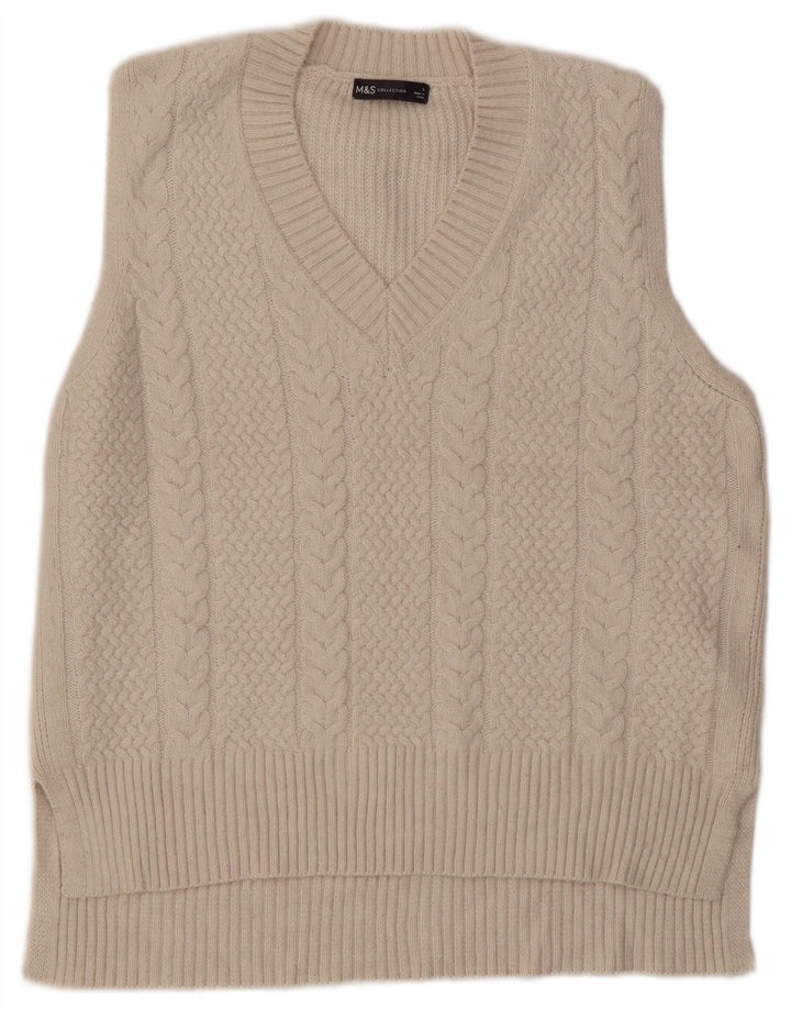 Marks & Spencer Womens Vest Tank Top UK 16 Large Off White Polyester