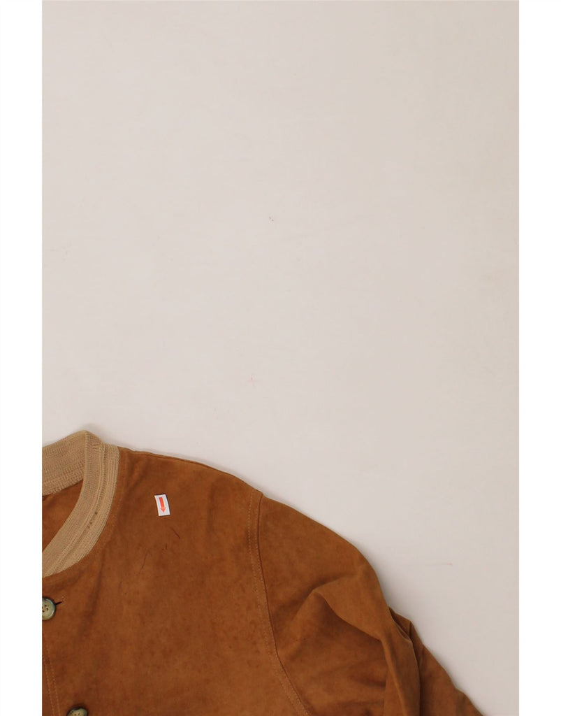 VINTAGE Womens Suede Bomber Jacket UK 12 Medium Brown Leather Vintage Vintage and Second-Hand Vintage from Messina Hembry 