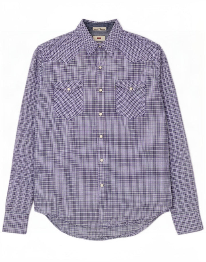 Levi's Mens Slim Fit Shirt Large Blue Check Cotton
