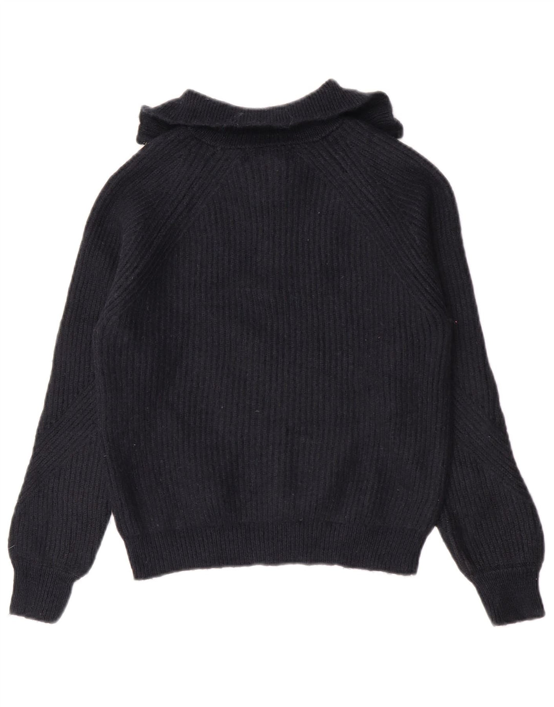 Marks & Spencer Womens Zip Neck Jumper Sweater UK 10 Small Navy Blue