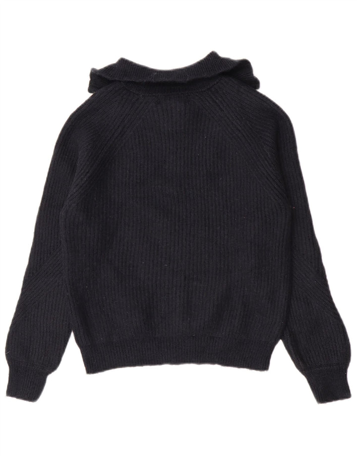 Marks & Spencer Womens Zip Neck Jumper Sweater UK 10 Small Navy Blue