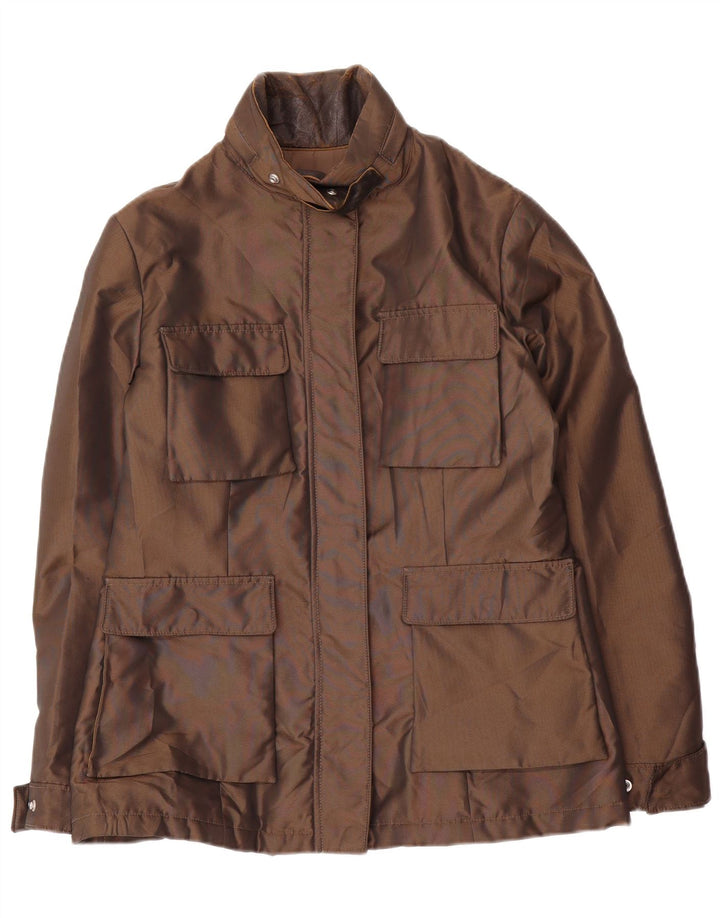 Trussardi Womens Utility Jacket IT 42 Medium Brown Nylon