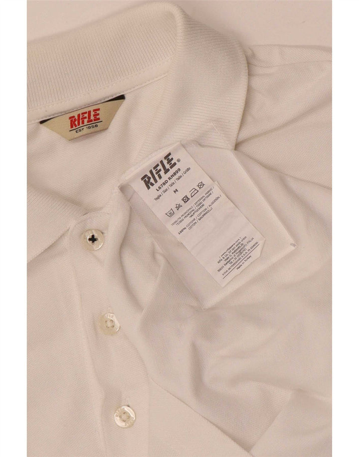 Rifle Mens Polo Shirt Medium White Cotton