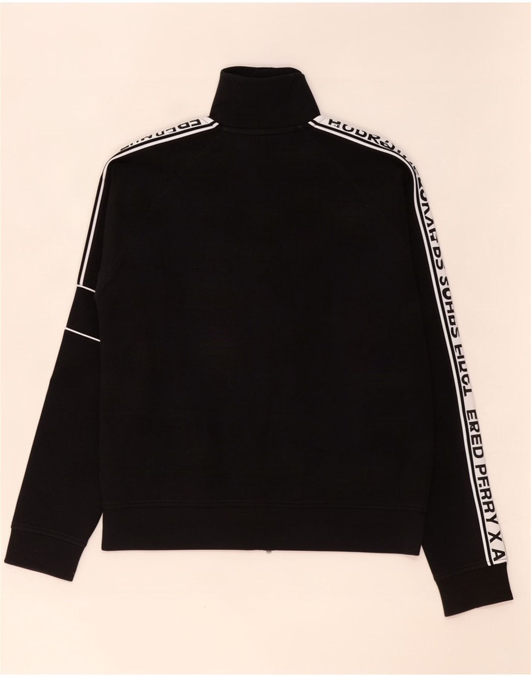 Fred Perry Mens Graphic Tracksuit Top Jacket Small Black Colourblock Cotton