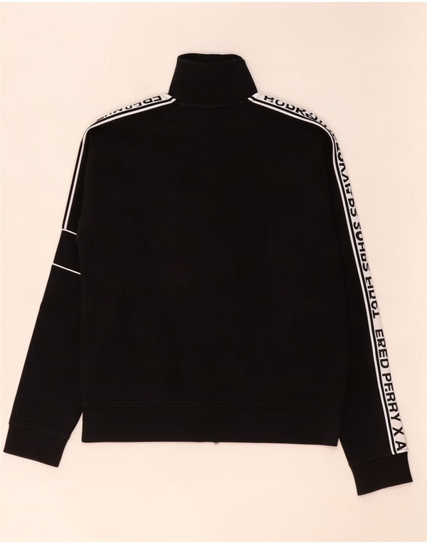 Fred Perry Mens Graphic Tracksuit Top Jacket Small Black Colourblock Cotton