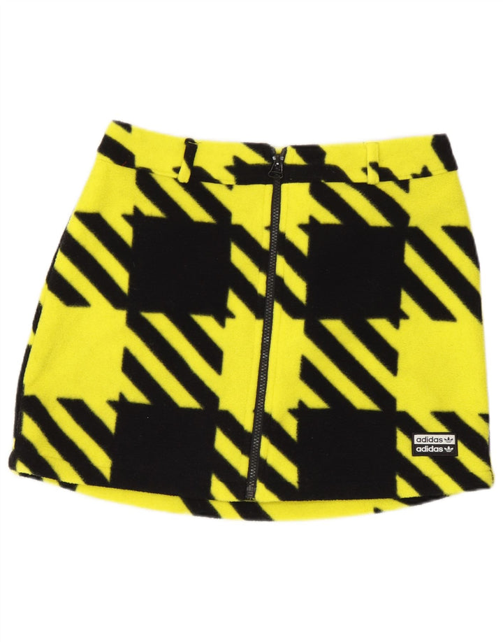 Adidas Womens Mini Skirt UK 10 Small W27  Yellow Houndstooth