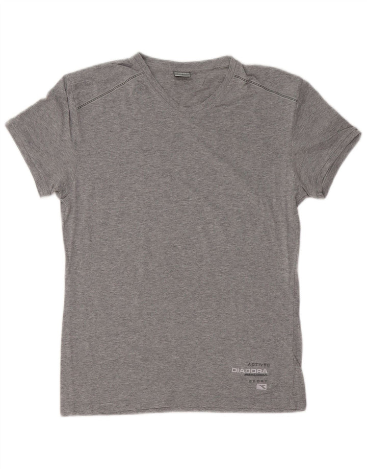 Diadora Mens T-Shirt Top Small Grey Cotton