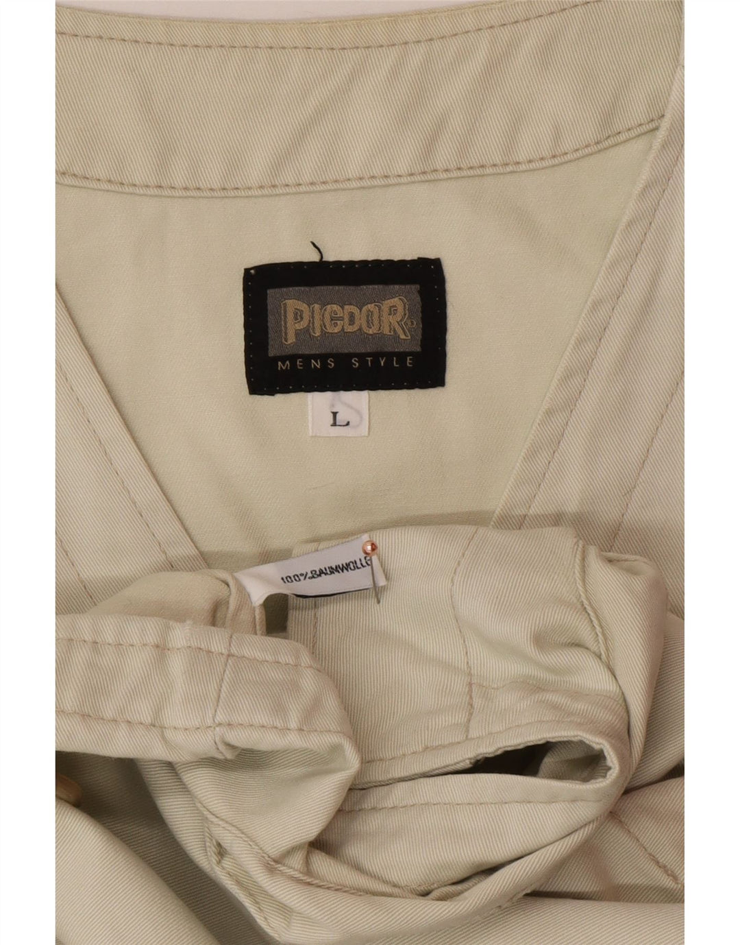 PICDOR Mens Utility Gilet UK 40 Large Beige Cotton