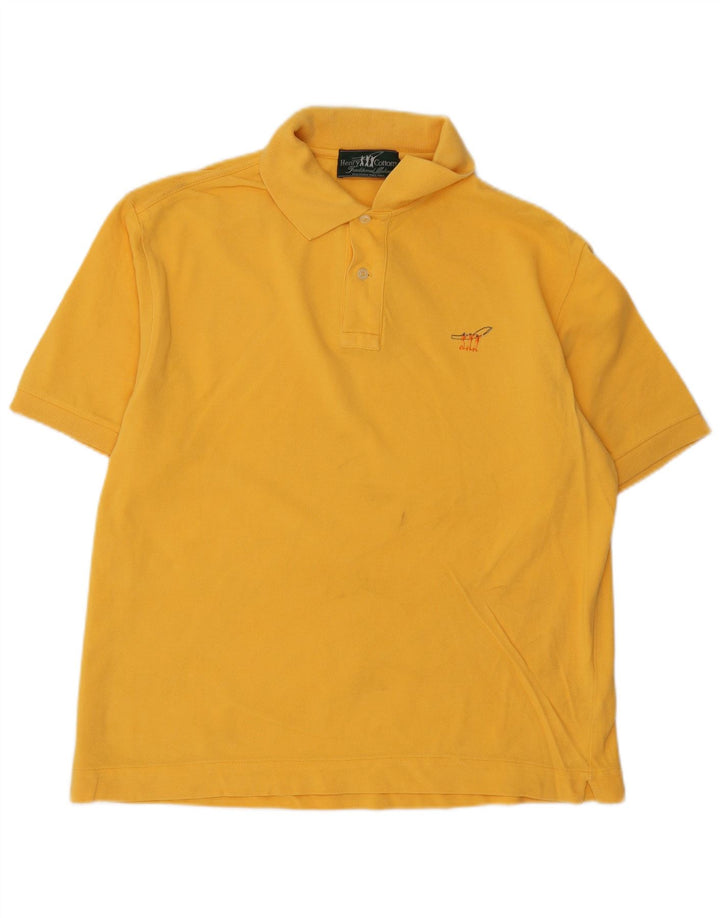 HENRY COTTONS Mens Polo Shirt Large Yellow Cotton