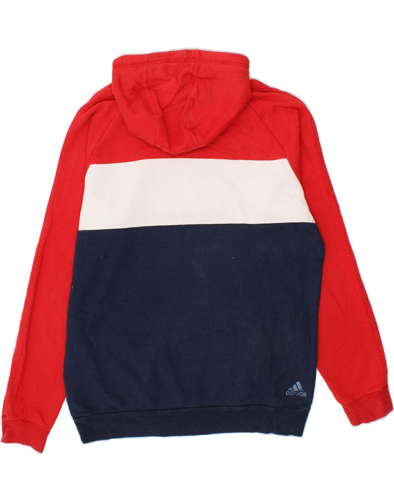 ADIDAS Mens Graphic Hoodie Jumper Large Red Colourblock Cotton | Vintage Adidas | Thrift | Second-Hand Adidas | Used Clothing | Messina Hembry 