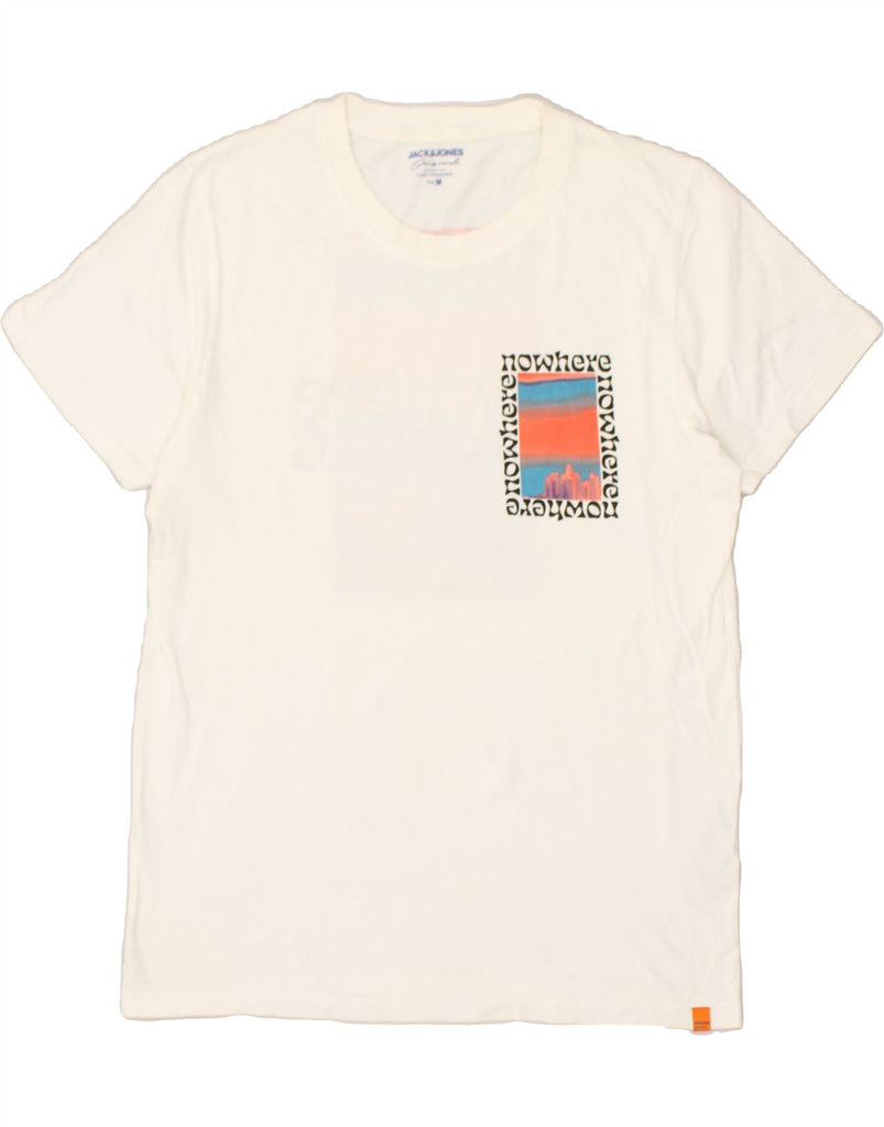 JACK & JONES Mens Graphic T-Shirt Top Medium Off White Cotton | Vintage Jack & Jones | Thrift | Second-Hand Jack & Jones | Used Clothing | Messina Hembry 