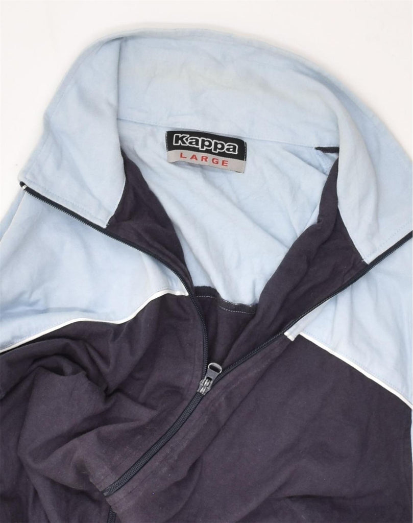 KAPPA Mens Tracksuit Top Jacket Large Navy Blue Colourblock Cotton | Vintage Kappa | Thrift | Second-Hand Kappa | Used Clothing | Messina Hembry 