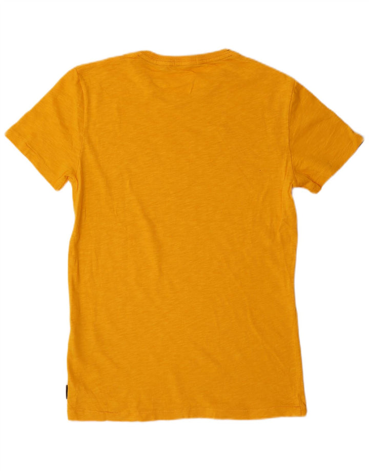 Superdry Mens Graphic T-Shirt Top Medium Yellow Flecked Cotton