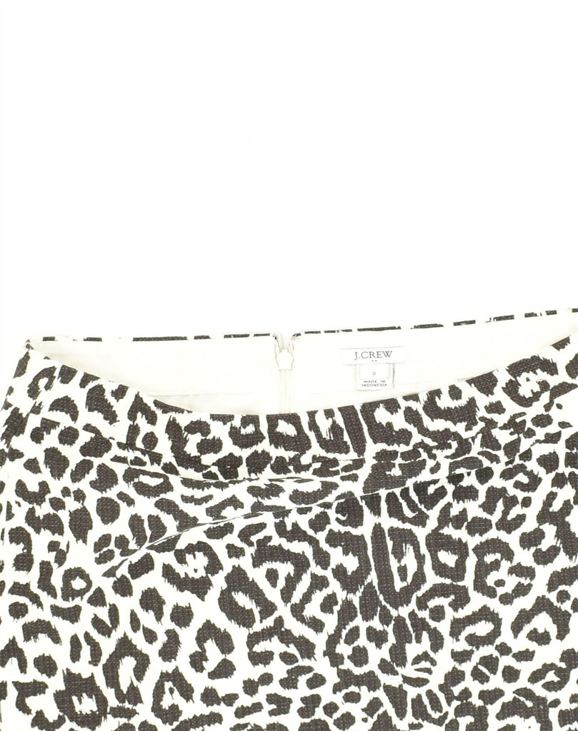 J. CREW Womens Pencil Skirt US 2 XS W30 Off White Animal Print Cotton | Vintage J. Crew | Thrift | Second-Hand J. Crew | Used Clothing | Messina Hembry 