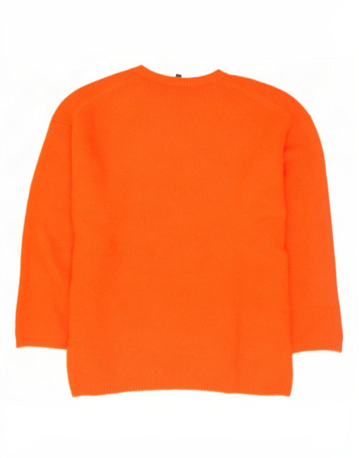 Massimo Dutti Womens Oversized Crew Neck Jumper Sweater UK 10 Small Orange