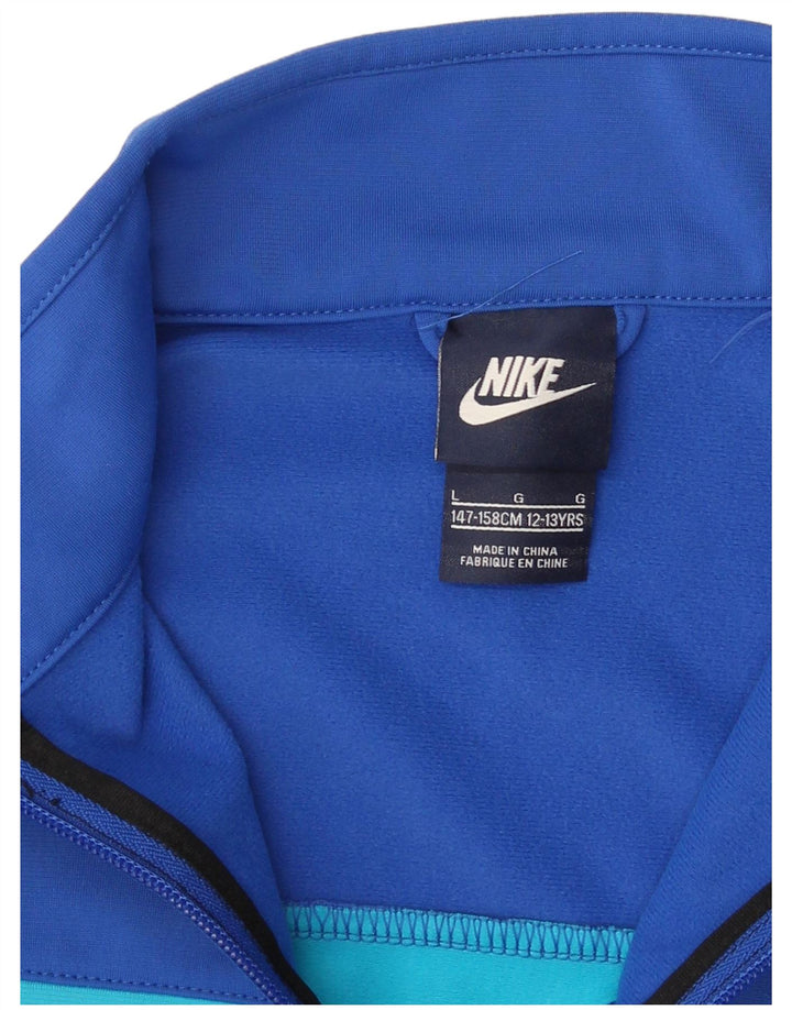 Nike Boys Tracksuit Top Jacket 12-13 Years Large Black Colourblock