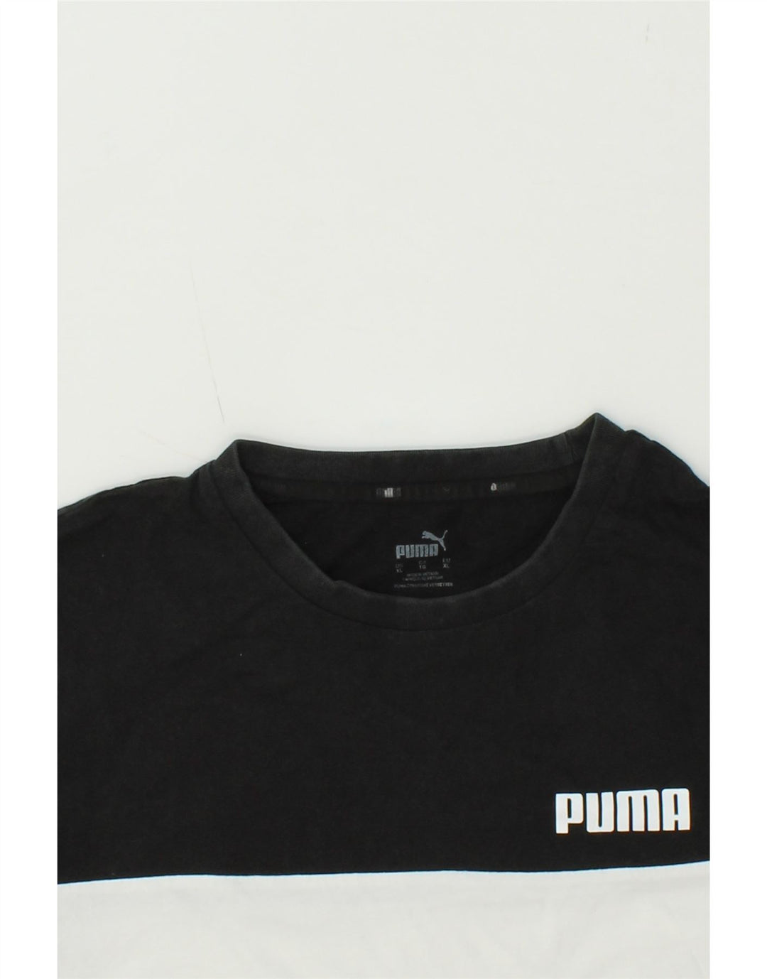 PUMA Mens T-Shirt Top XL Black Colourblock Cotton Vintage Puma and Second-Hand Puma from Messina Hembry 