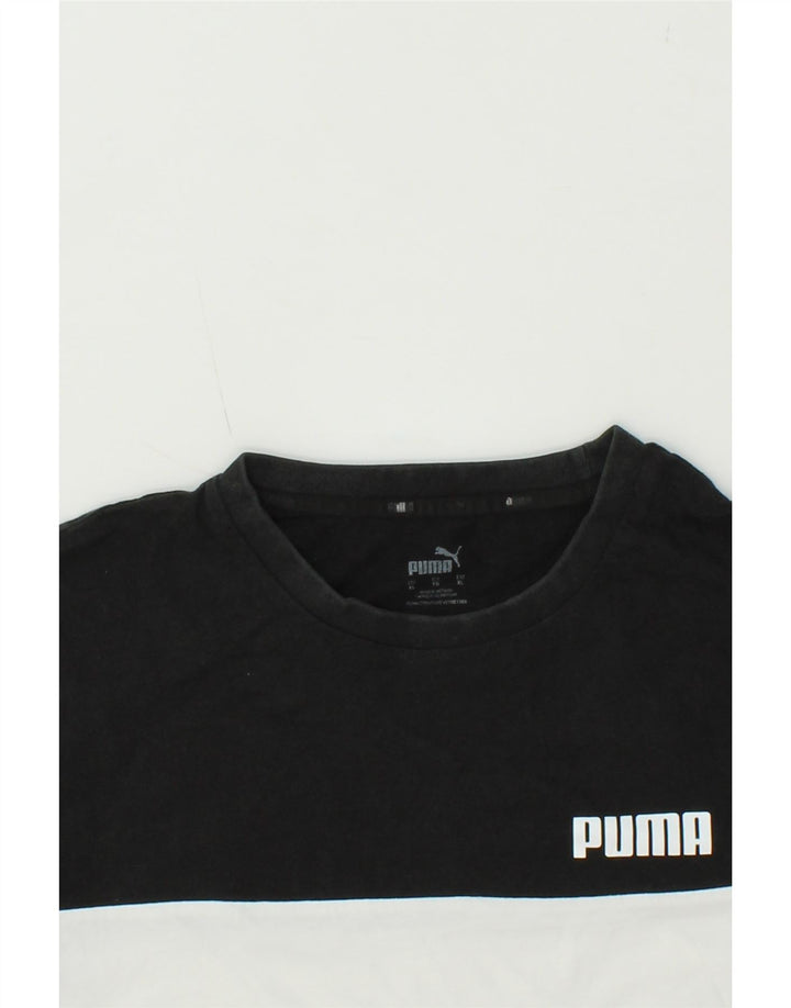 PUMA Mens T-Shirt Top XL Black Colourblock Cotton Vintage Puma and Second-Hand Puma from Messina Hembry 