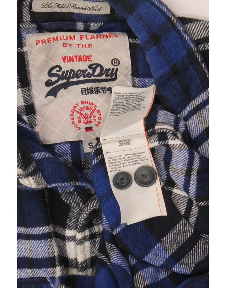 SUPERDRY Mens Flannel Shirt Small Blue Check Cotton