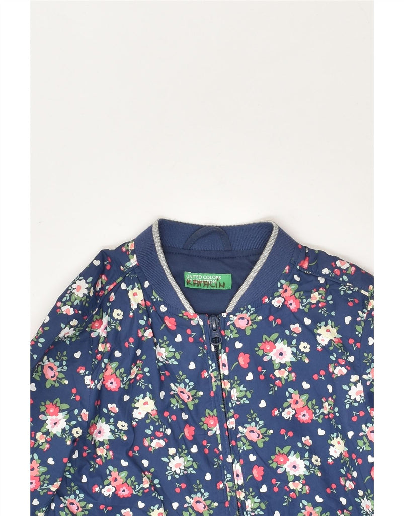 BENETTON Girls Bomber Jacket 6-7 Years Blue Floral | Vintage Benetton | Thrift | Second-Hand Benetton | Used Clothing | Messina Hembry 