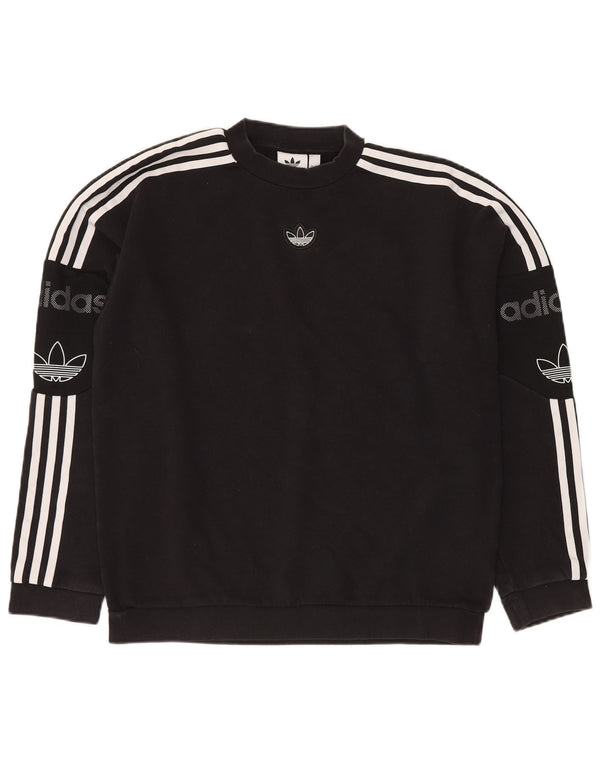 ADIDAS Mens Loose Fit Graphic Sweatshirt Jumper Small Black Cotton