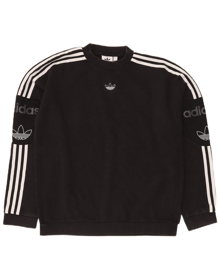 ADIDAS Mens Loose Fit Graphic Sweatshirt Jumper Small Black Cotton