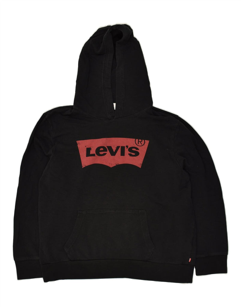 LEVI'S Womens Graphic Hoodie Jumper UK 20 2XL Black Cotton | Vintage Levi's | Thrift | Second-Hand Levi's | Used Clothing | Messina Hembry 