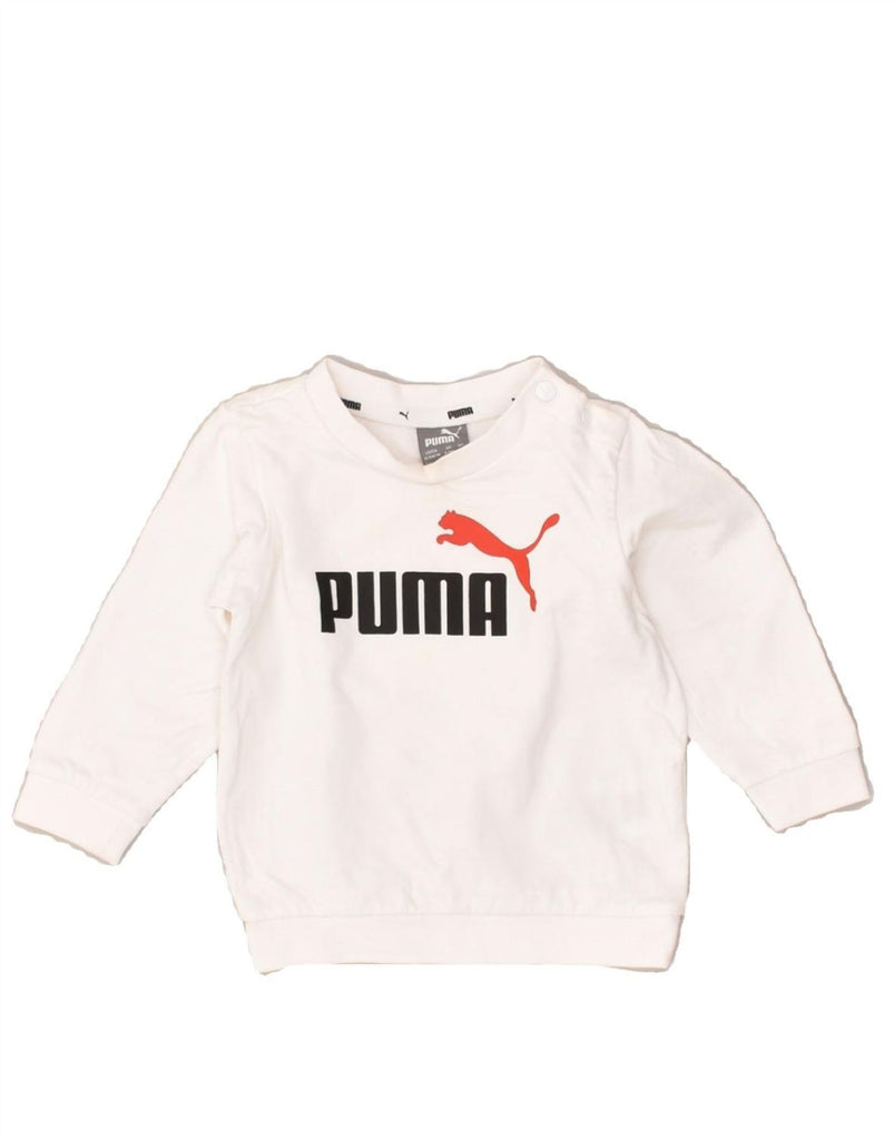 PUMA Baby Boys Graphic Sweatshirt Jumper 6-9 Months White Cotton | Vintage Puma | Thrift | Second-Hand Puma | Used Clothing | Messina Hembry 