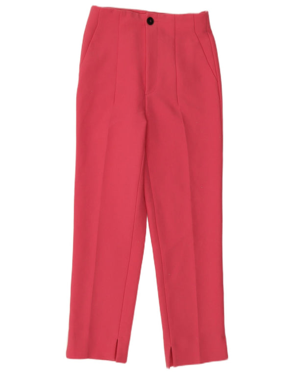 Zara Womens High Waist Tapered Chino Trousers EU 34 2XS W24 L27 Pink