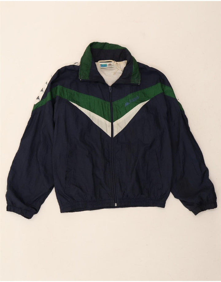 KAPPA Boys Graphic Tracksuit Top Jacket 13-14 Years Navy Blue Colourblock Vintage Kappa and Second-Hand Kappa from Messina Hembry 
