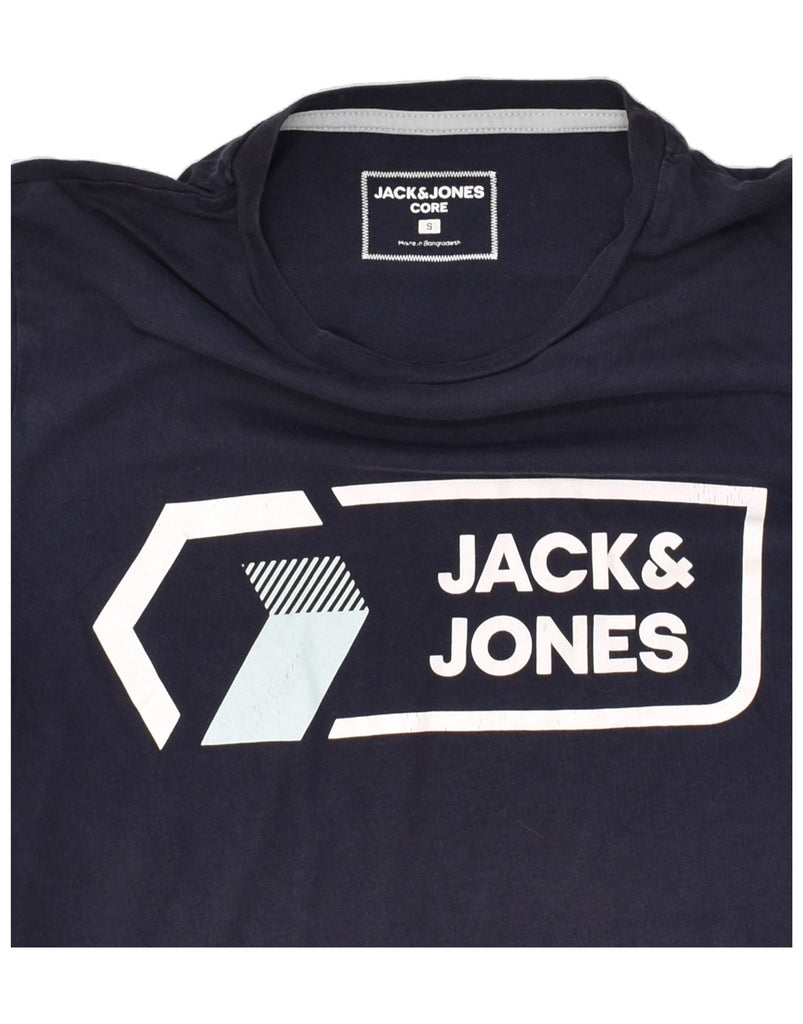 JACK & JONES Mens Core Graphic T-Shirt Top Small Navy Blue Cotton | Vintage Jack & Jones | Thrift | Second-Hand Jack & Jones | Used Clothing | Messina Hembry 