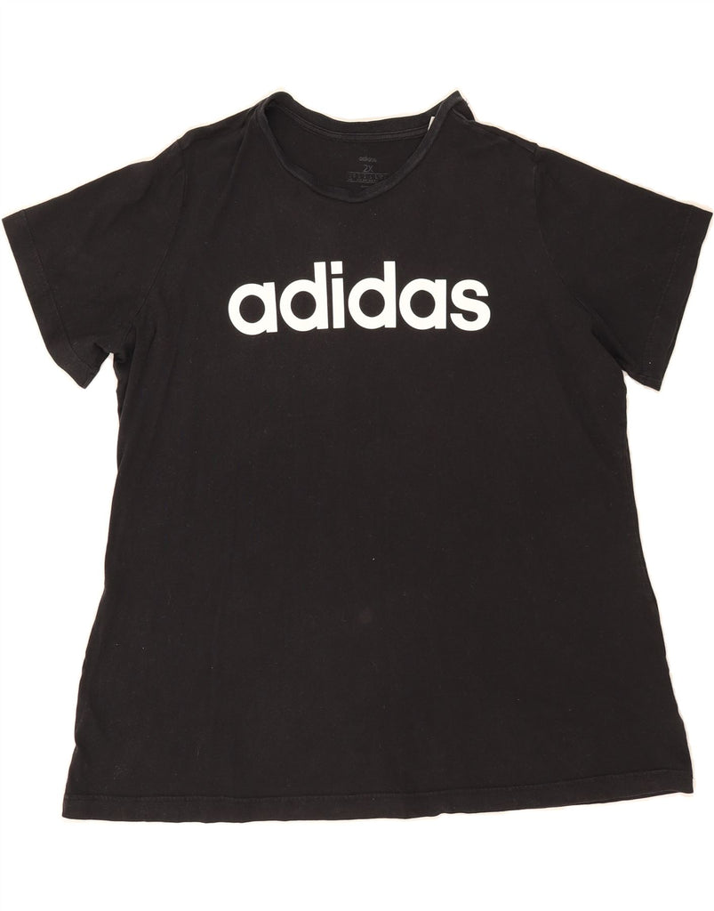 ADIDAS Womens Graphic T-Shirt Top UK 24/26 2XL Black Cotton Vintage Adidas and Second-Hand Adidas from Messina Hembry 
