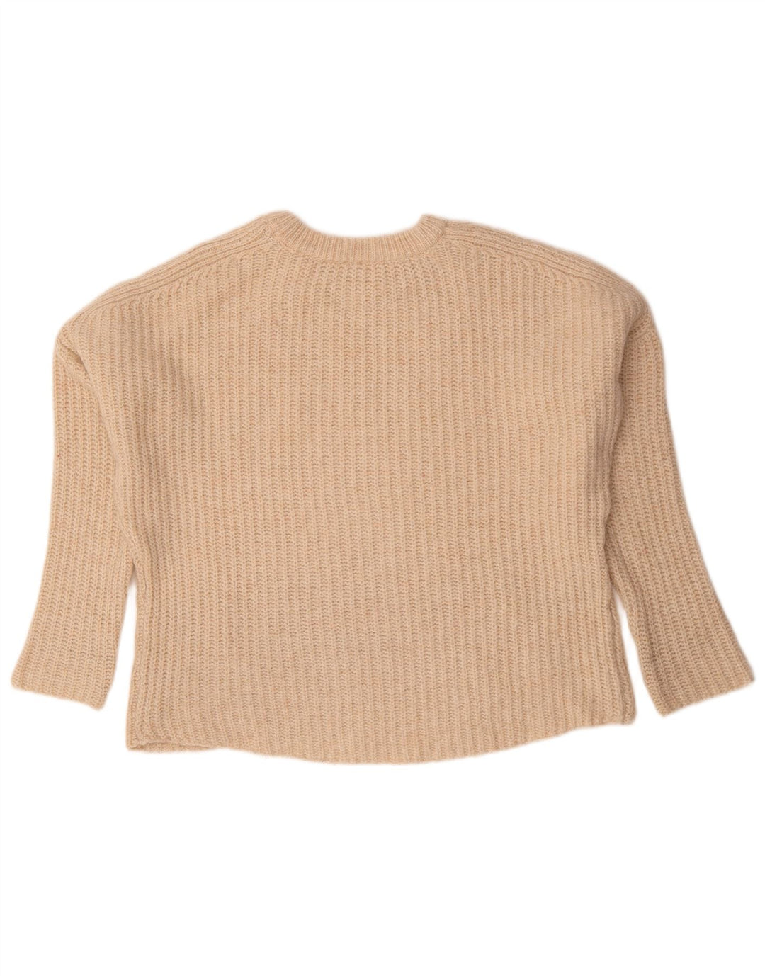 Zara Womens Oversized Crew Neck Jumper Sweater UK 14 Medium Beige