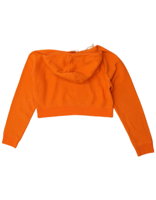 Champion Womens Oversized Crop Graphic Hoodie Jumper UK 10 Small Orange