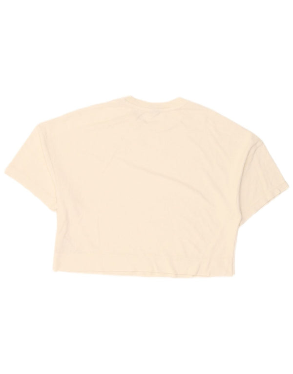 Puma Womens Crop T-Shirt Top UK 14 Medium White Cotton