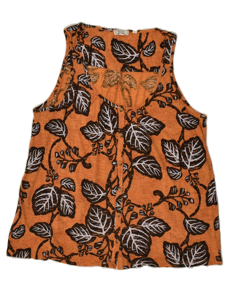 FAT FACE Womens Sleeveless Shirt Blouse UK 14 Large Brown Floral Cotton | Vintage Fat Face | Thrift | Second-Hand Fat Face | Used Clothing | Messina Hembry 