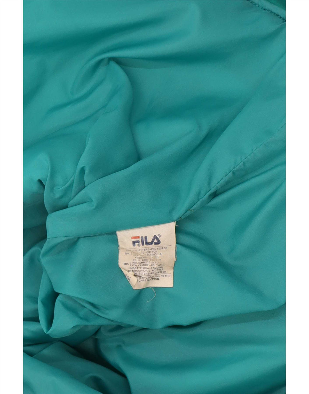 Fila Mens Quilted Jacket IT 50 Large Turquoise Polyester