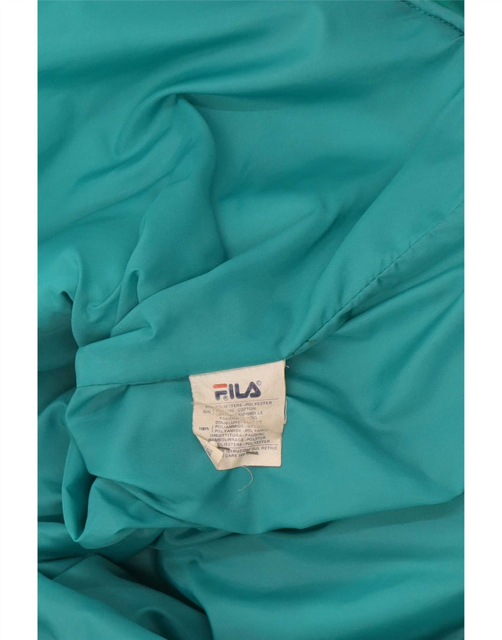 Fila Mens Quilted Jacket IT 50 Large Turquoise Polyester
